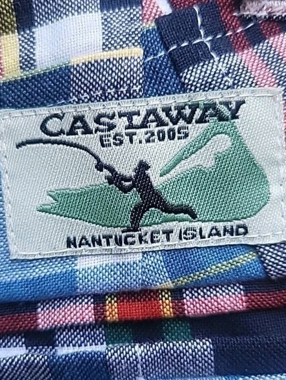 Castaway Nantucket Island Pants Mens 34 Multicolor Madras Plaid Patchwork Cotton - Picture 8 of 13